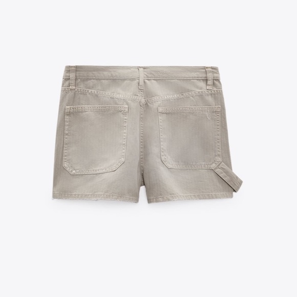 Zara trf high rise waist cargo shorts stone taupe gray 0 25 6688/001 - Picture 5 of 11